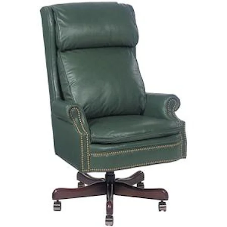 Traditional Executive Swivel Chair with Nailhead Trim